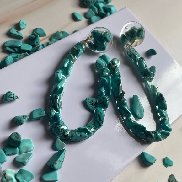 Handmade Genuine Turquoise Earrings - Picture 4 of 9